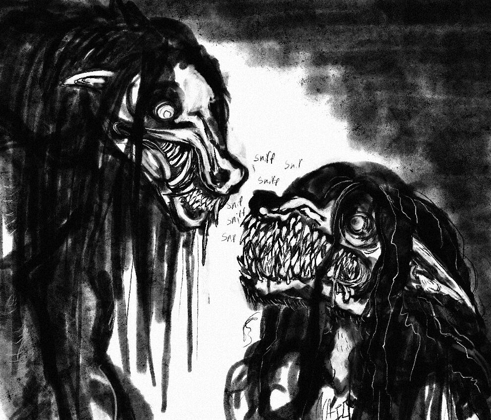 dog meeting experience!! helena on the left belongs to @ vvampyr :-)