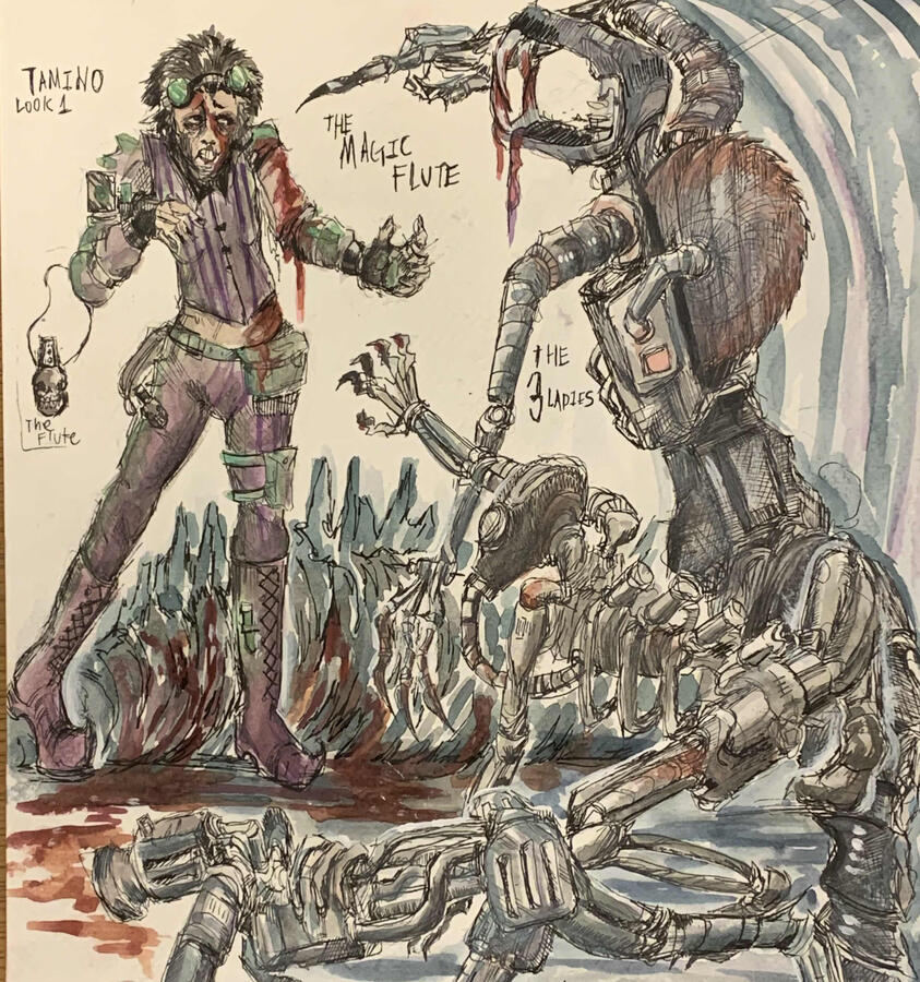 tamino! who is having a bad day. watercolor + micron